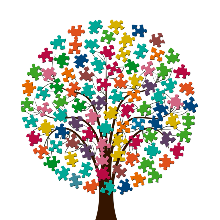 Bild Baum mit Puzzleteilen als Blätter, pixabay